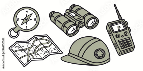 A collection of various vintage and modern communication devices and tools.