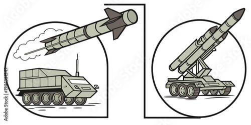 Military vehicles and missiles ready for deployment in a strategic operation.