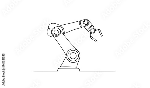 Robotic Arm Line Art Icon – Industrial Automation Vector Outline