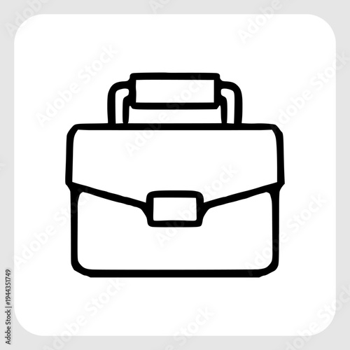 Professional Business Briefcase or Work Bag Illustration in Hand Drawn Black Line Art Style for Corporate and Career Themes.