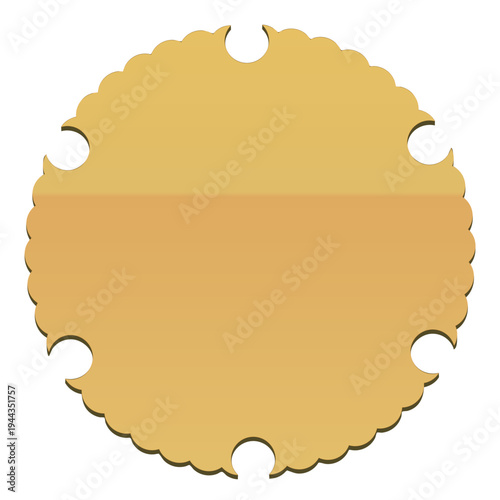 ゴールド円形の和風メタリックフレーム｜なみなみの円が一部円形にくり抜かれたデザイン