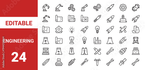 Engineering Editable line icons. Vector illustration.Labor Web Icon Set in Line Style. Collection of Construction Linear Icons, Including labour day, renovation, repair,