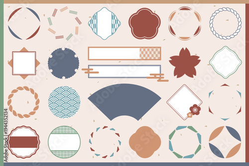 和モダンな円形・和風モチーフのフレームセット｜見出しデザインに便利な素材