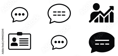 Communication Message and User Profile Icons Minimal Vector Design