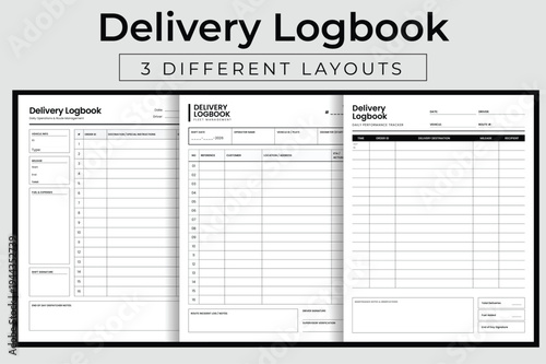Delivery Logbook Vector Illustration, Printable Courier Service Tracking Sheet, Business Package and Shipping Order Record Interior Template Layout