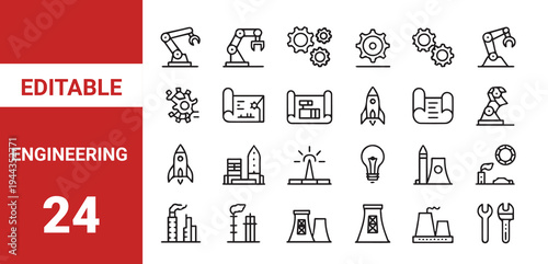 Engineering Editable line icons. Vector illustration.Labor Web Icon Set in Line Style. Collection of Construction Linear Icons, Including labour day, renovation, repair,