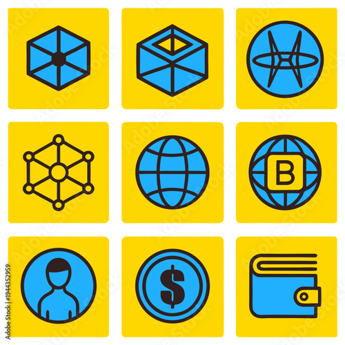 Golden Isometric Web3 Metaverse and Crypto Vector Icon Collection