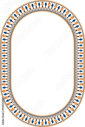 Classic Greek color round oval ornament. Vector pattern, circle of ancient Hellenes. European border - ring.
