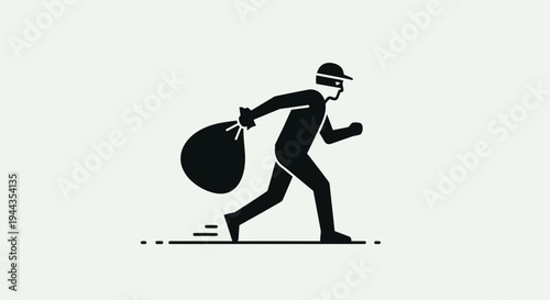 Burglar Running with Stolen Goods Bag Icon