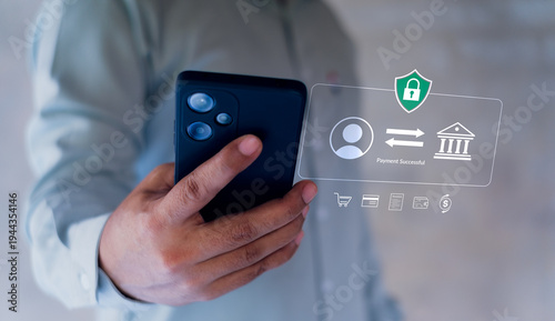 Fotografie Digital payment, online banking, fintech, secure transaction, authentication mon