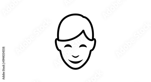 Simple Line Icon of a Smiling Face, Representing Happiness and Positivity