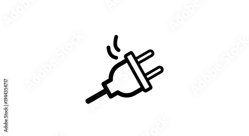 Sparking Electrical Plug Icon, Danger of Short Circuit, Overload, or Fire Hazard