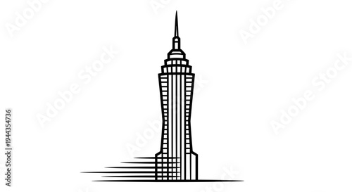 Speeding Skyscraper Icon with Motion Lines