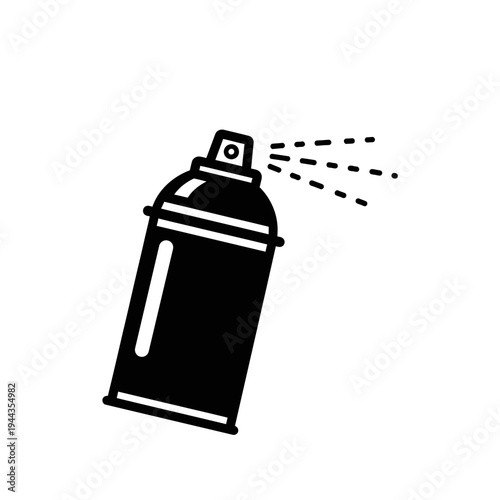 Spray Can with Liquid Spraying Out.