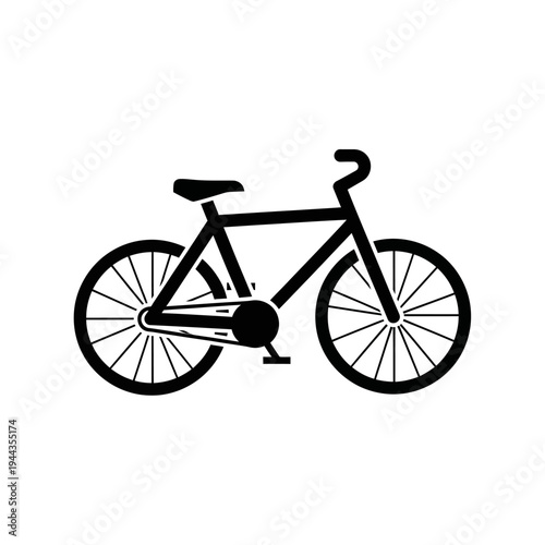 Bicycle silhouette with wheels and frame.