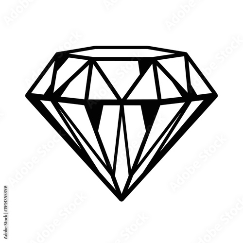 Black Diamond Gemstone Illustration Closeup.