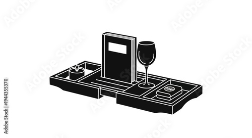 Relaxing Bath Tray with Book, Wine Glass, Candle, and Soap