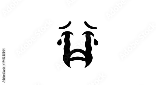 Sad Crying Face Emoji Icon, Tears Falling, Emotional Expression, Melancholy