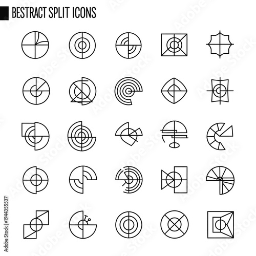Photos Black and white split icons set.