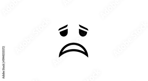 Sad Face Emoji Icon, Negative Emotion, Disappointment, Unhappy Expression, Simple Vector Art
