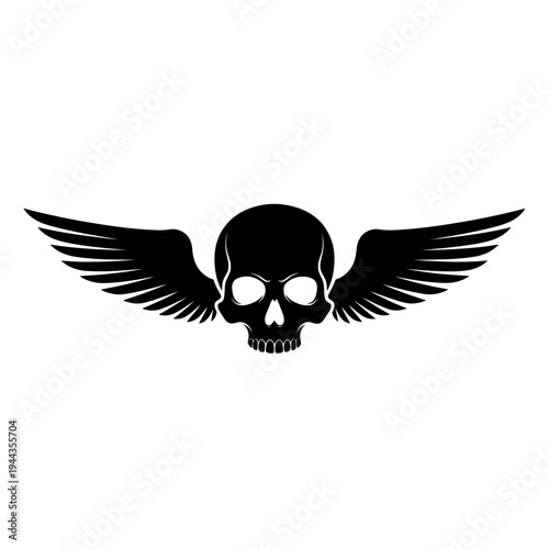Black Skull with Wings Symbol.