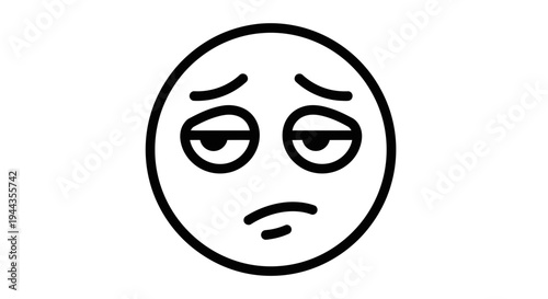 Sad, Tired Face Emoji Icon - Vector Illustration of Boredom and Exhaustion