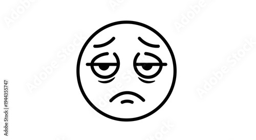 Sad, Tired Face Emoji Icon - Feeling Exhausted, Unhappy, or Depressed