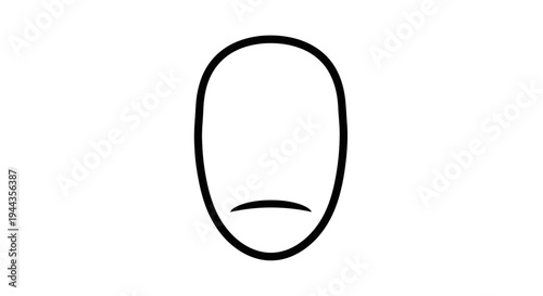 Minimalist Face Outline with Subtle Sad Expression, Simple Line Art