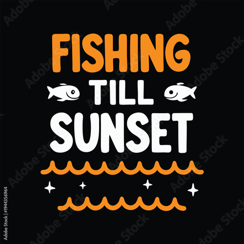 The playful fishing displays a sunset theme with waves and stars elements