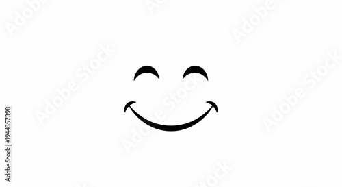 Happy Face Icon: Simple Smile, Joyful Emotion, Positive Expression on White Background