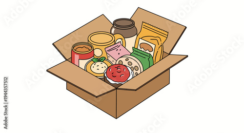 Food Donations in Cardboard Box