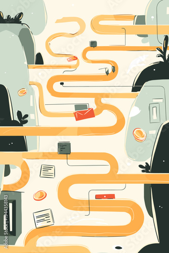 Glowing Data Packet Navigating a Circuit Board Maze