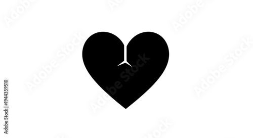 Broken Black Heart Symbol, Symbolizing Sadness, Pain, and Heartbreak