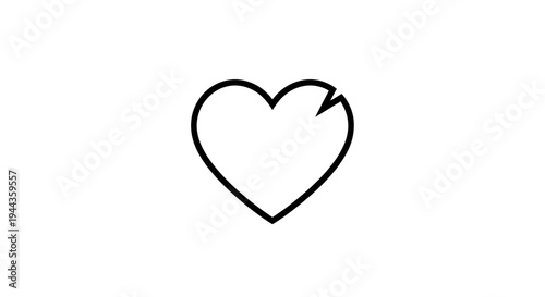 Broken Heart Icon Outline, Symbol of Sadness, Love Loss, Relationship Problems, Minimalist Design