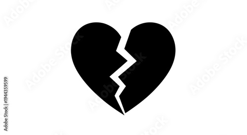 Broken Heart Icon, Symbol of Love Loss, Sadness, and Relationship Breakup