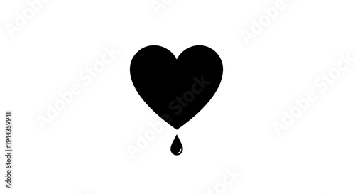 Black Heart Bleeding Droplet Black Background