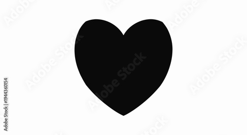 Black Heart Icon, Simple Graphic Symbol of Love and Emotion