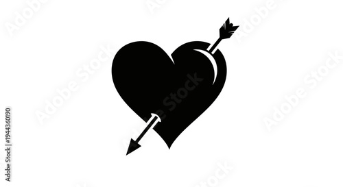 Black Heart Pierced by Arrow Icon - Symbol of Love, Pain, and Romance