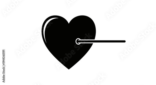 Black Heart Pierced by Arrow Icon Symbolizing Love Pain Broken Heart Sadness