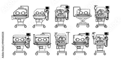 Neonatal Transport Incubator Ambulance Equipment Silhouette
