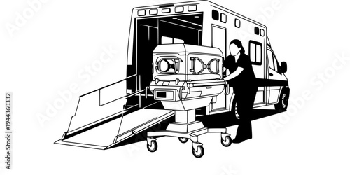 Neonatal Transport Incubator Ambulance Equipment Silhouette