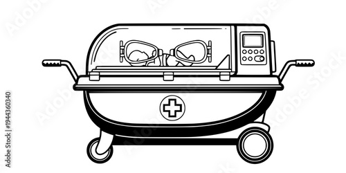 Neonatal Transport Incubator Ambulance Equipment Silhouette