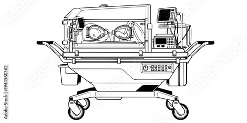 Neonatal Transport Incubator Ambulance Equipment Silhouette