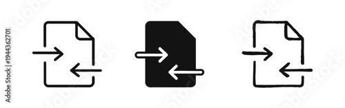 File Import and Export Icons Set - Document Data Management and Transfer Symbols
