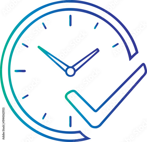 Clock with checkmark symbolizing time management and success