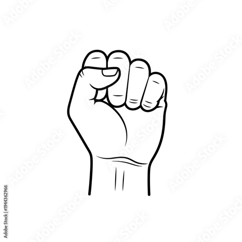 Clenched Fist Hand Gesture Illustration.