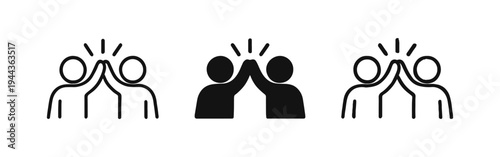 High Five Icons - Teamwork, collaboration, and success symbols in various styles.
