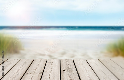 Sandy beach with blurred background