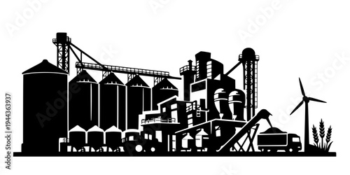 modern grain mill in an agricultural facility representing industrial food production processing and advanced farming technology
