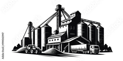 modern grain mill in an agricultural facility representing industrial food production processing and advanced farming technology
